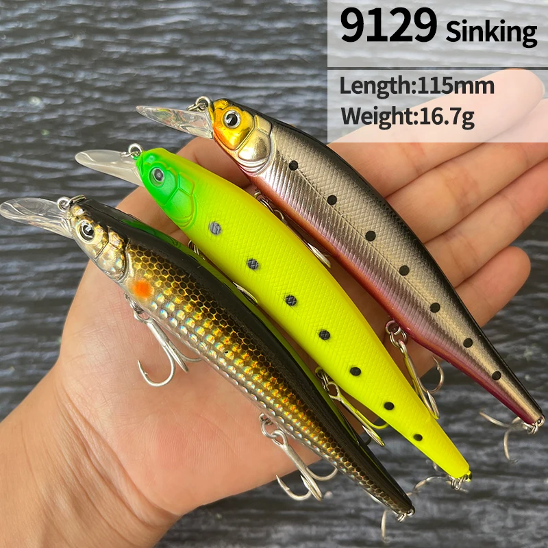 Señuelo de Pesca de pececillo hundido de fundición larga, 115mm, 16,7g, Wobbler, Pesca Isca, cebo duro Artificial, lubina, trucha, Swimbait de Pesca - imagen 3