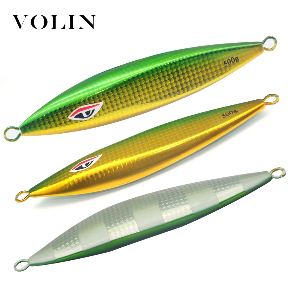 VOLIN-señuelo de pesca de Metal para lubina, cebo de pesca Artificial de fundición a tierra, Jigging lento, 300g, 400g, 500g, 1 unidad, nuevo - imagen 5