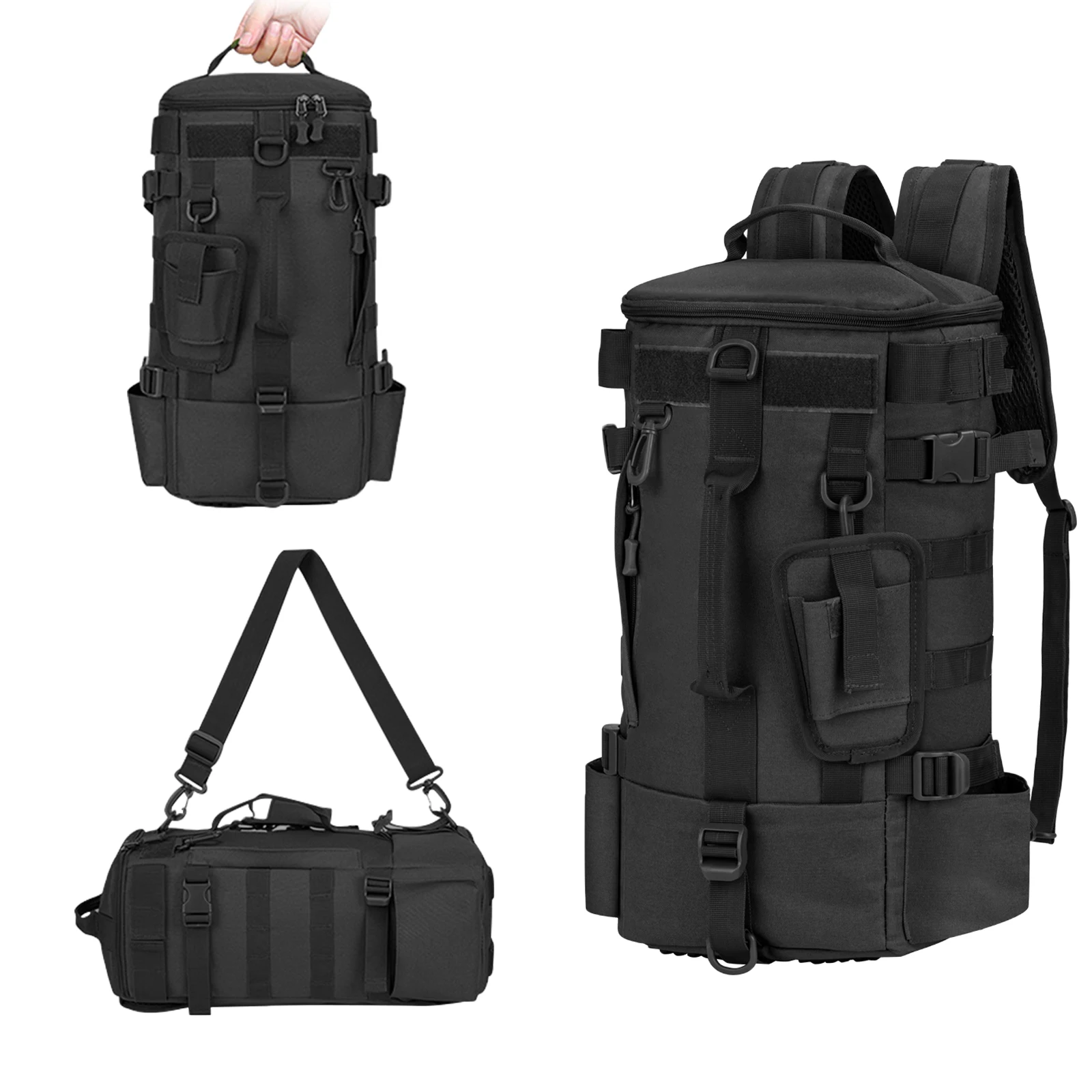 Mochilas de pesca THKFISH con soporte para caña, mochila de almacenamiento de aparejos de pesca de gran capacidad, bolsas de pesca impermeables para exteriores