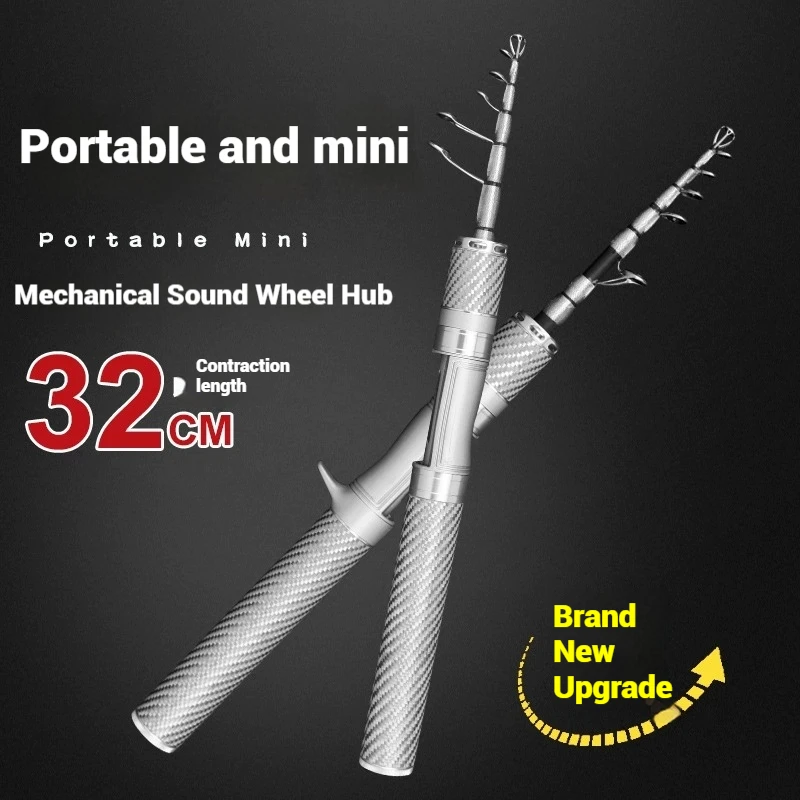 Caña de pescar telescópica portátil, caña ajustable UL, sección ultracorta, caña de pescar portátil, mango recto y de fundición