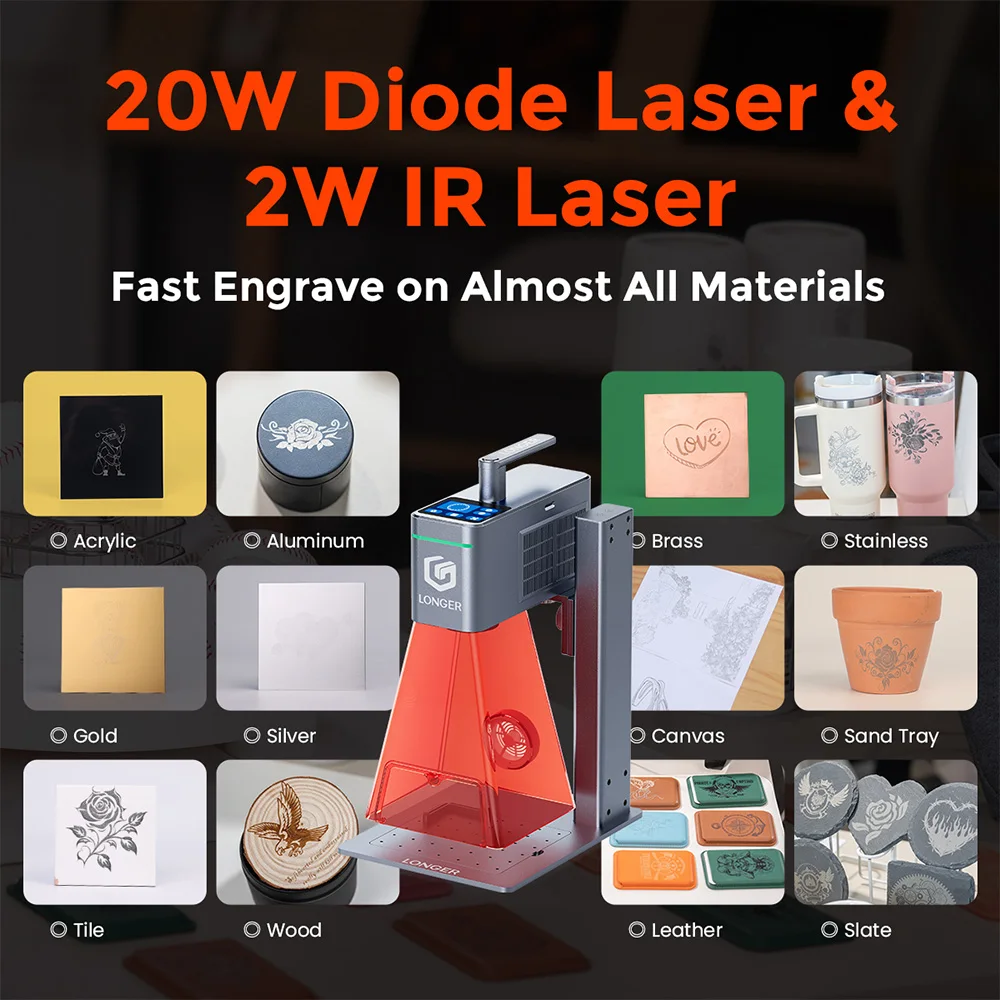 Grabador láser Longer Nano Duo con diodo azul e IR - imagen 4