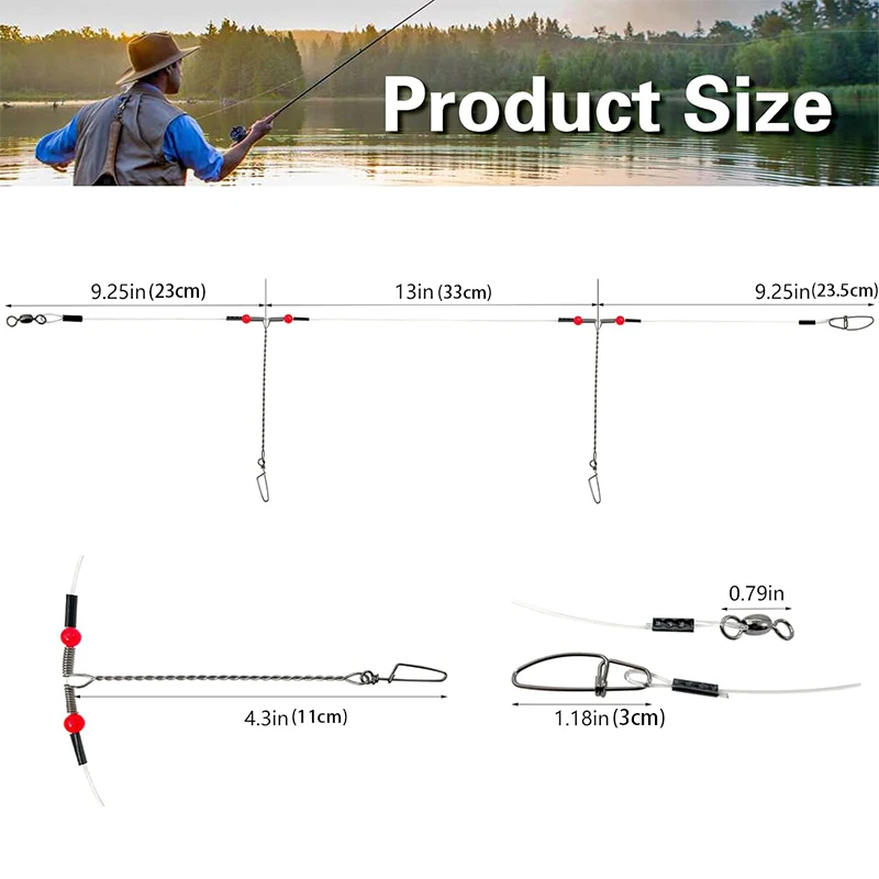 Bajada de pesca nylon con giratorios y mosquetones – 2 brazos - imagen 4
