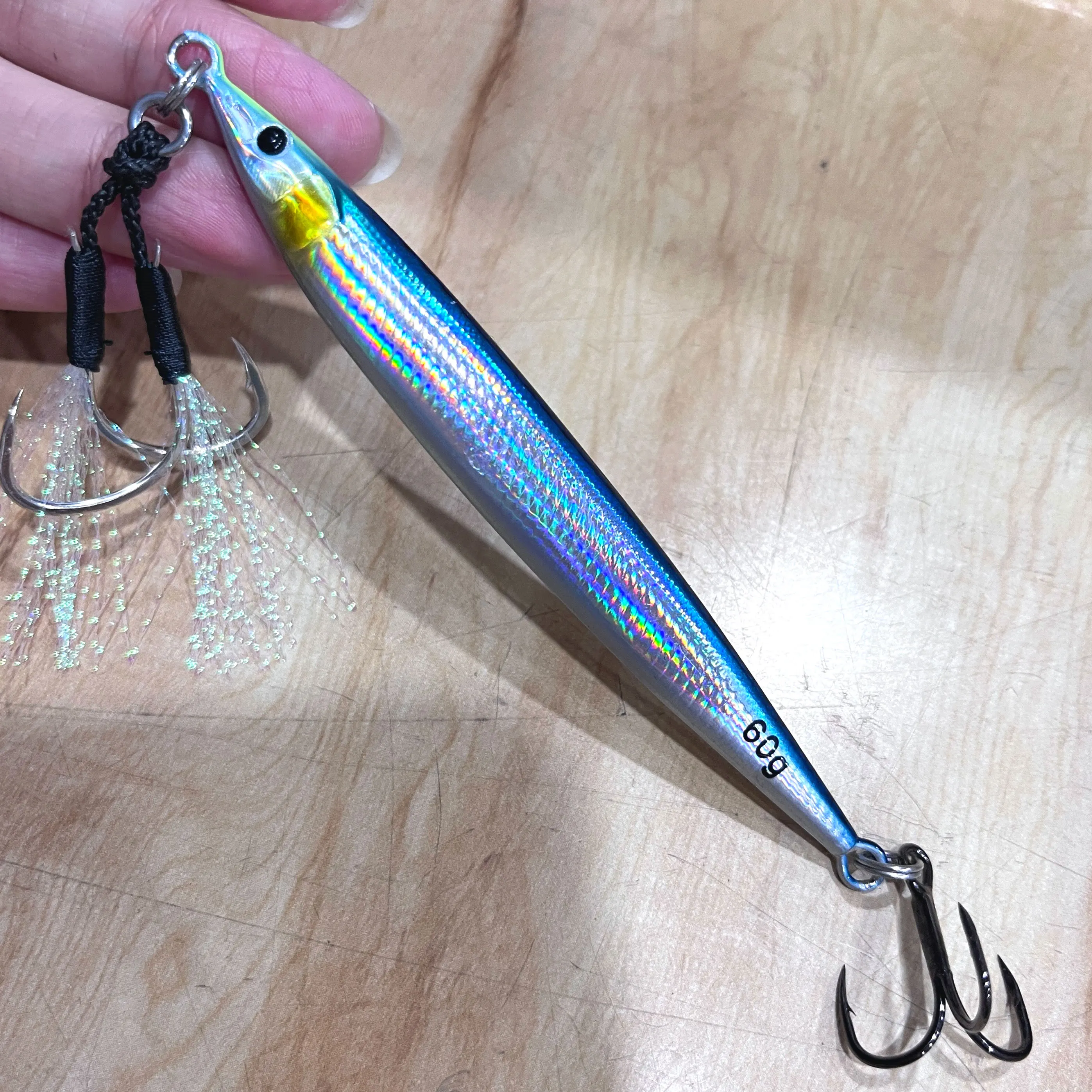 OBSESSION J87B 60g 80g 100g Jig señuelo 3D Little Jack UV lápiz luminoso señuelo de pesca Trolling hundimiento agua salada para lubina atún - imagen 3