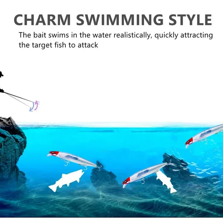 Nuevo 145mm 27g flotante agua de mar y agua dulce Swimbait pesca Wobbler hoja Flash Minnow señuelo de pesca - imagen 3