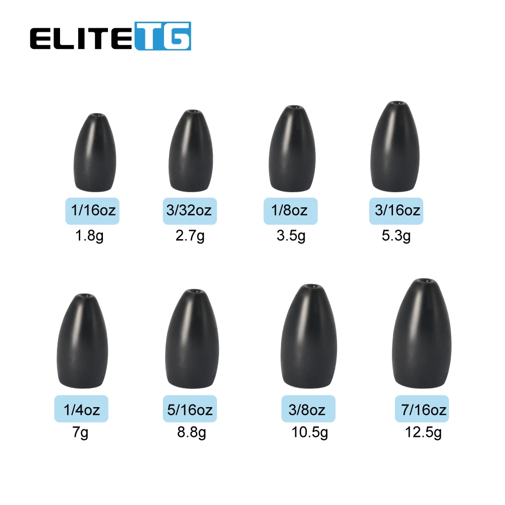 Elite TG 10 Uds 1,8g-63g peso de plomo para pesca, bala, lubina, salmón, aparejo Texas, plomos de pesca, accesorios de señuelo