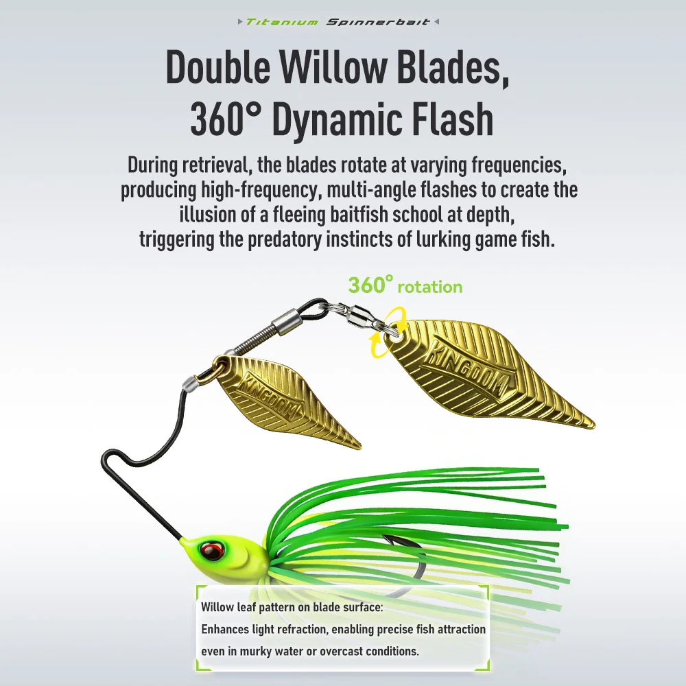 Kingdom Spinnerbait de doble hoja de aluminio metálica - imagen 4