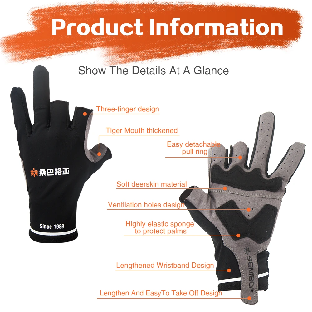 ZUKIBO-guantes de pesca universales para hombre y mujer, ropa deportiva transpirable de tres dedos para exteriores, medio dedo - imagen 5