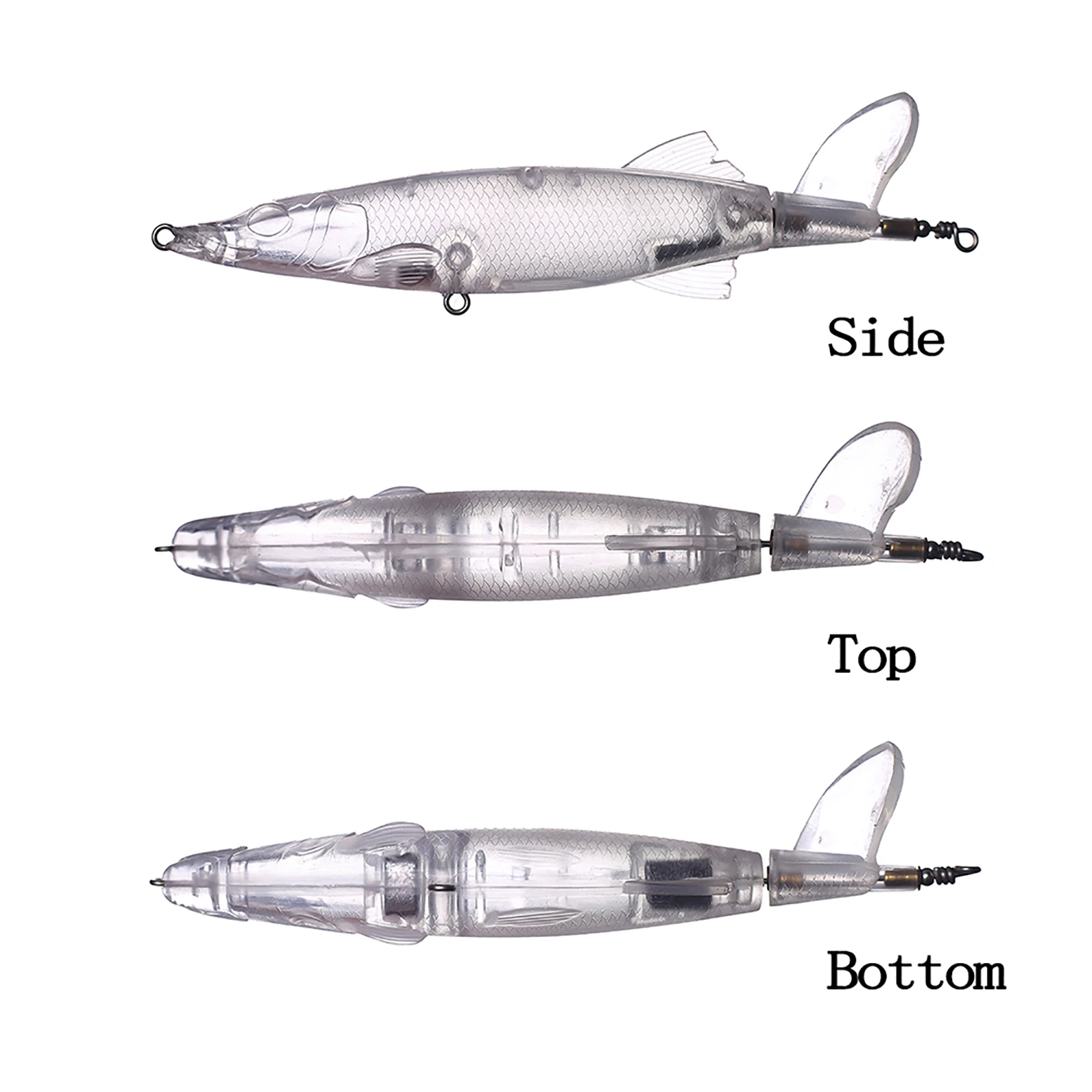 Chan'sHuang 10 Uds Popper Topwater en blanco 12,5 cm 13,5g cebo de pesca sin pintar cuerpo transparente cola giratoria pesca Lur - imagen 3