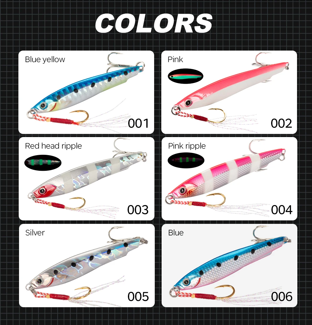 Hunthouse-señuelo de pesca con plantilla de Metal, cebo duro para Jigging, cuchara que se hunde, 15g/20g/27, 5g/36g, hundimiento lento luminoso para aparejos de pesca lubina - imagen 5