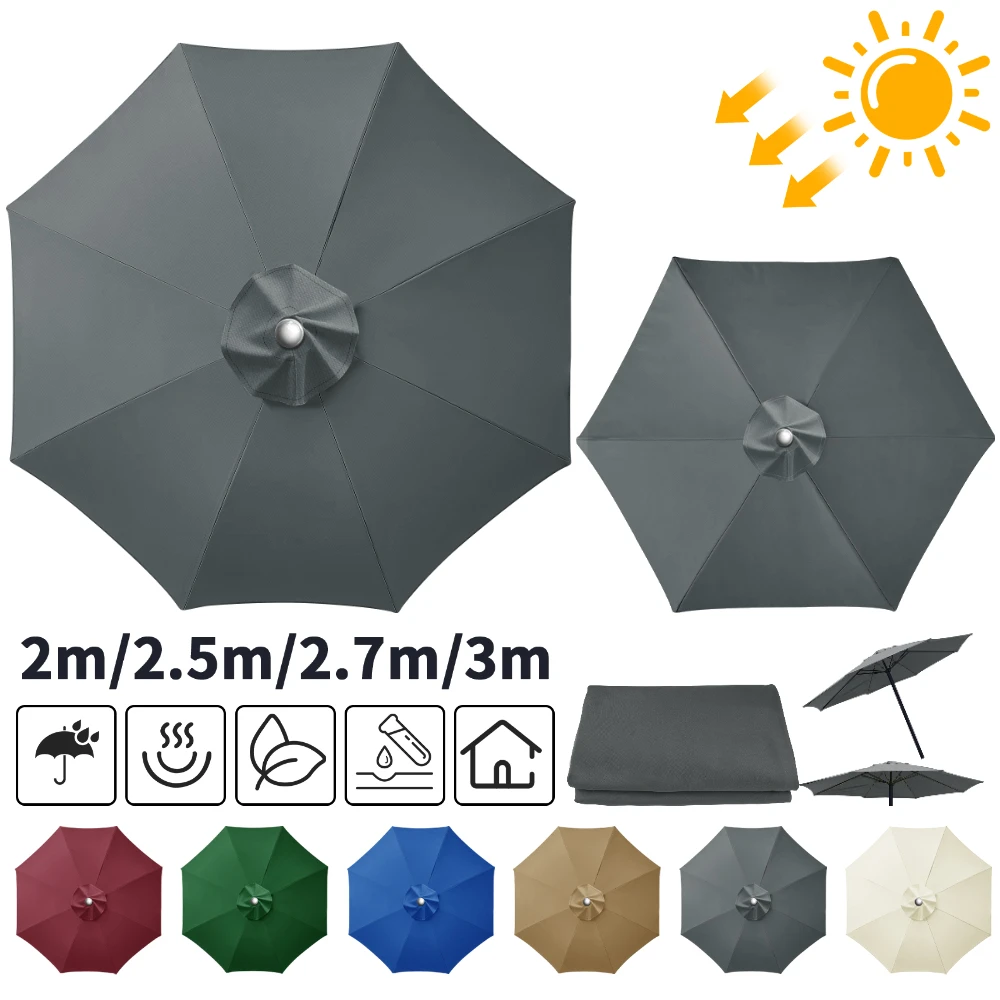 Toldo de Repuesto para Sombrilla de 6/8 Varillas, Impermeable, Resistente a la Intemperie, Anti-UV, Cubierta de Repuesto para Sombrilla de Patio Grande