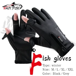 WALK FISH-guantes de ciclismo para hombre, dos dedos expuestos, deportes, pantalla táctil, forro polar grueso, pesca, calidez, esquí, impermeables, invierno