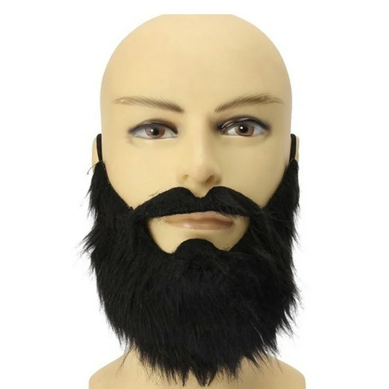 Barba falsa larga, bigote, decoración para fiesta de Halloween, suministros para festivales, hombres, barba Artificial en forma de U, recuerdos de fiesta
