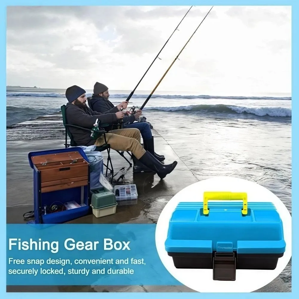 Caja de aparejos de pesca de 3 capas, caja plegable multiusos para accesorios de pesca, portátil con asa, caja de almacenamiento de Hardware - imagen 5