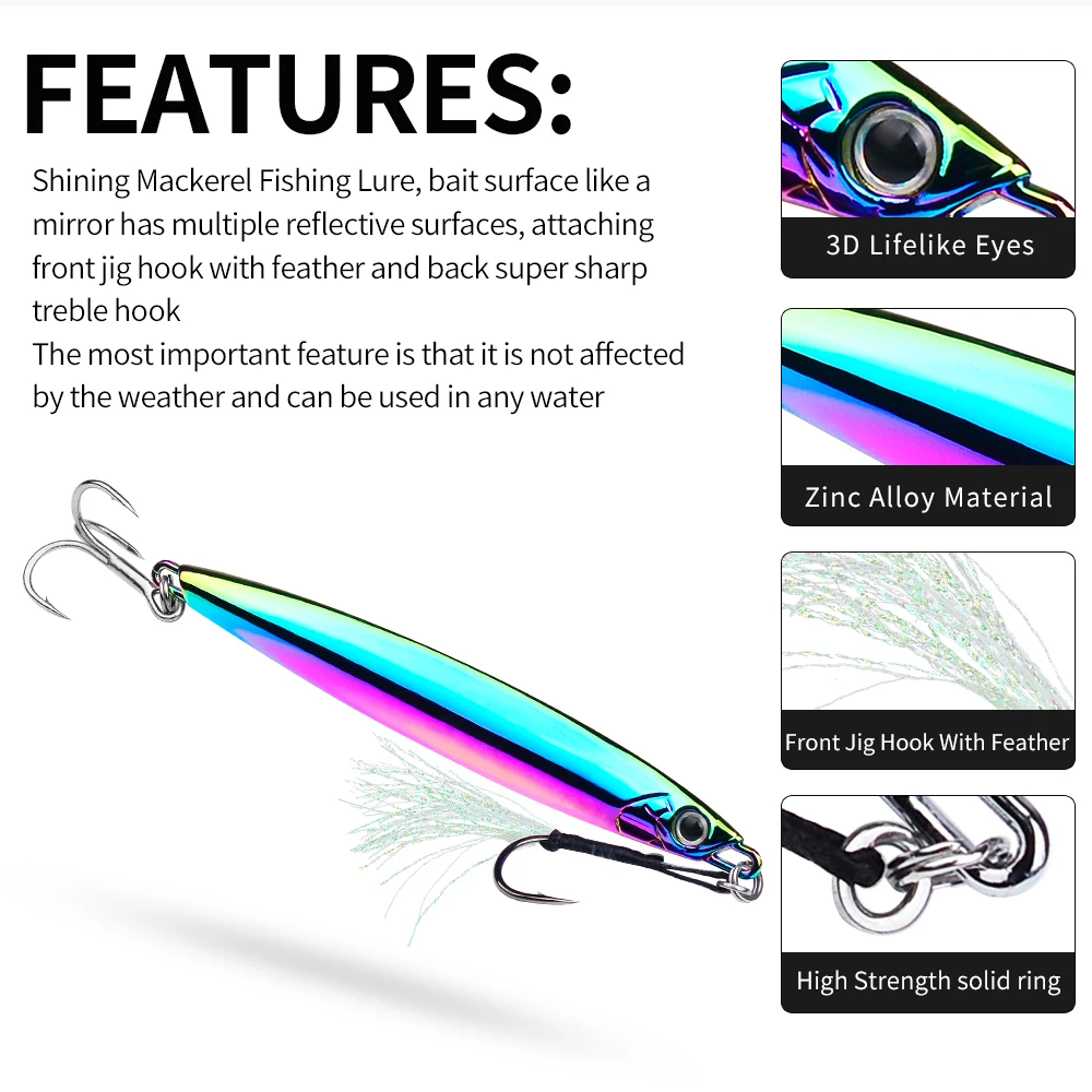 Proberos-señuelo de pesca con plantilla de Metal, cuchara galvanizada, 0,35 oz-2,8 oz, cebo duro, aparejos de pesca de lubina, señuelo de Jigging, 1 ud. - imagen 5