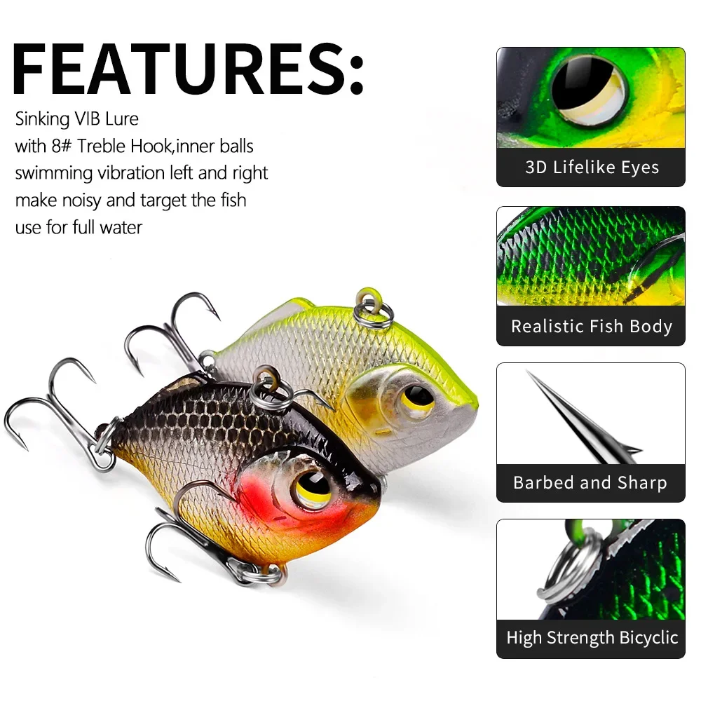 Señuelos de Pesca con vibración que se hunden, 45mm, 8,5g, cebo Artificial VIB de fundición larga, Wobbler Twitch para Lucio, equipo de Swimbait - imagen 5