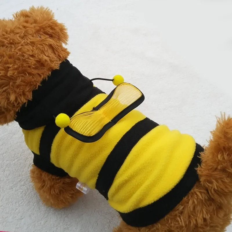 Abeja mascota cachorro abrigo ropa traje polar ropa perro gato Sudadera con capucha disfraz de Halloween Cosplay suéter sudaderas con capucha para perros - imagen 4