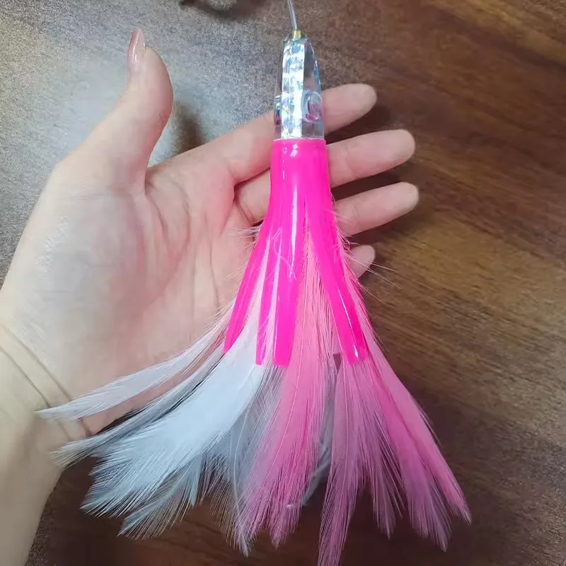 TR008 Soft Octopus Squid Skirts Fishing Marlin Tuna Lures 6.5inch 46g Deepsea Big Game Sea Bird Trolling Feather Bait - imagen 5