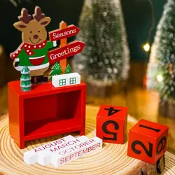 Calendario Adviento Navidad con adornos de madera para hogar y mesa