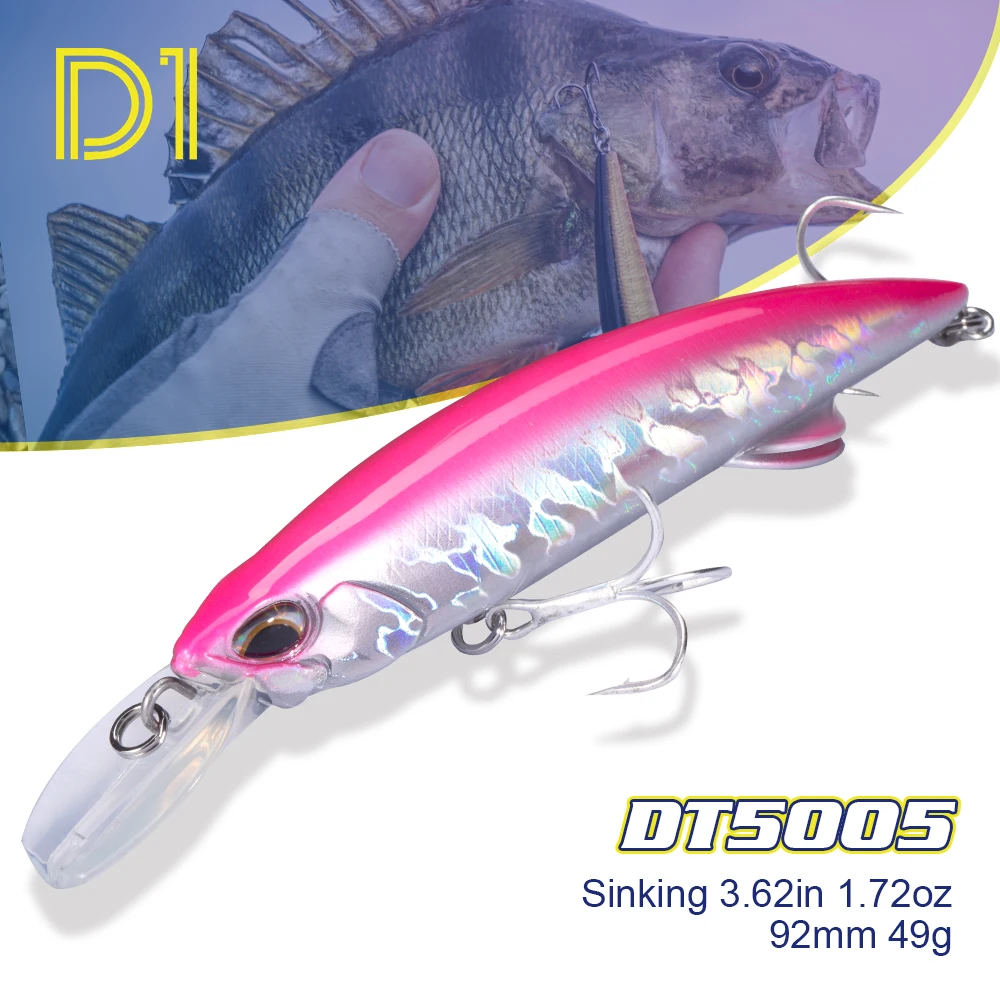 Pesca de pececillo de hundimiento pesado D1, 92mm, 49g, 110mm, 60g, plantillas Wobbler de agua salada, Jerkbaits grandes, Swimbait, bajo, atún para Pesca