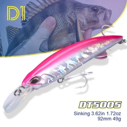 Pesca de pececillo de hundimiento pesado D1, 92mm, 49g, 110mm, 60g, plantillas Wobbler de agua salada, Jerkbaits grandes, Swimbait, bajo, atún para Pesca