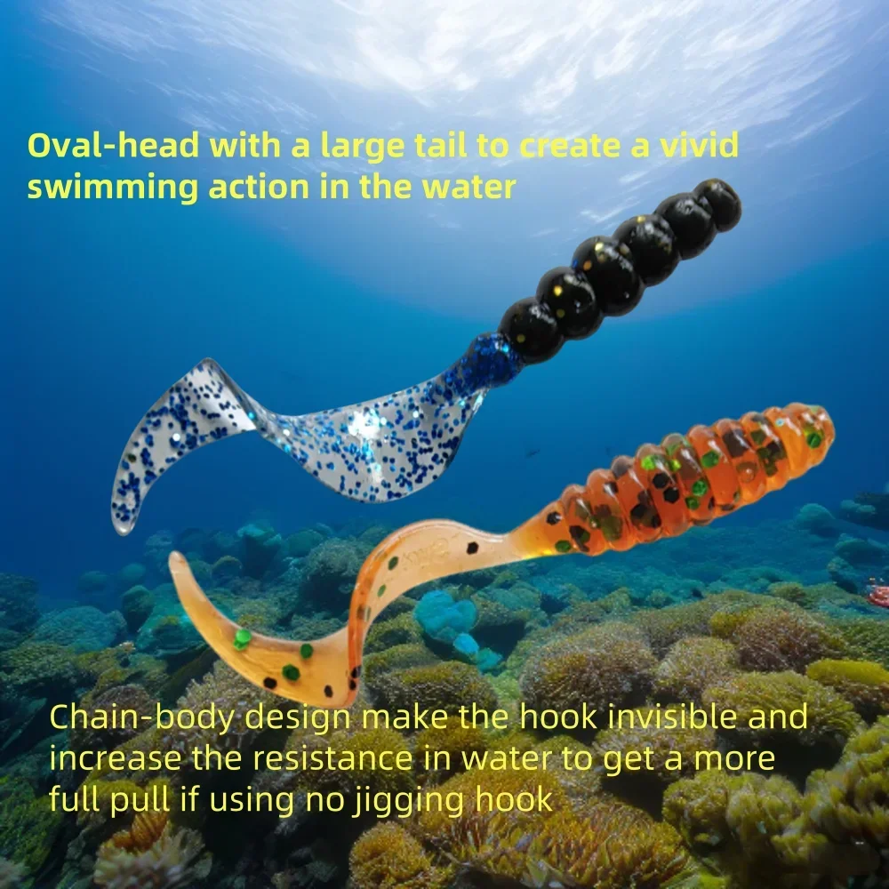 MUKUN 12 unids/lote señuelo de pesca suave Wobblers cebo Artificial de silicona larva señuelos de gusano para lubina trucha carpa Señuelos de Pesca 4cm 0,75g - imagen 3