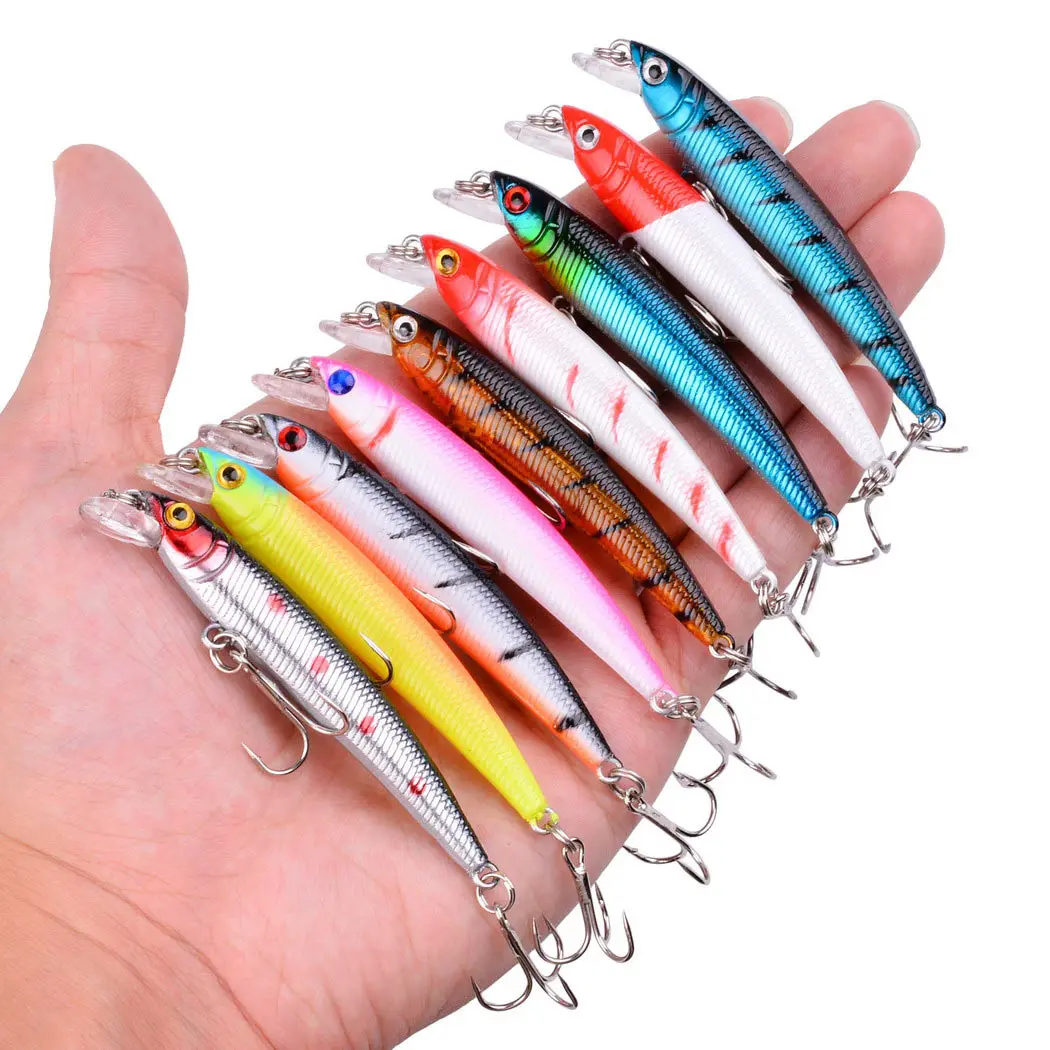 Señuelos de Pesca de 5g y 75mm, Wobblers duros Crankbait, ojos 3D, cebo duro de plástico Artificial, aparejos de Pesca de carpa, 12 Uds. - imagen 4