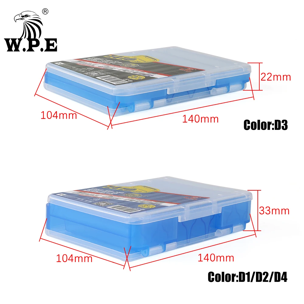 W.P.E Caja de señuelos de pesca, cajas de aparejos de pesca de doble cara, señuelo giratorio, Swimbaits, plantilla para lubina, anzuelo de señuelo suave, accesorios de caja de almacenamiento - imagen 3