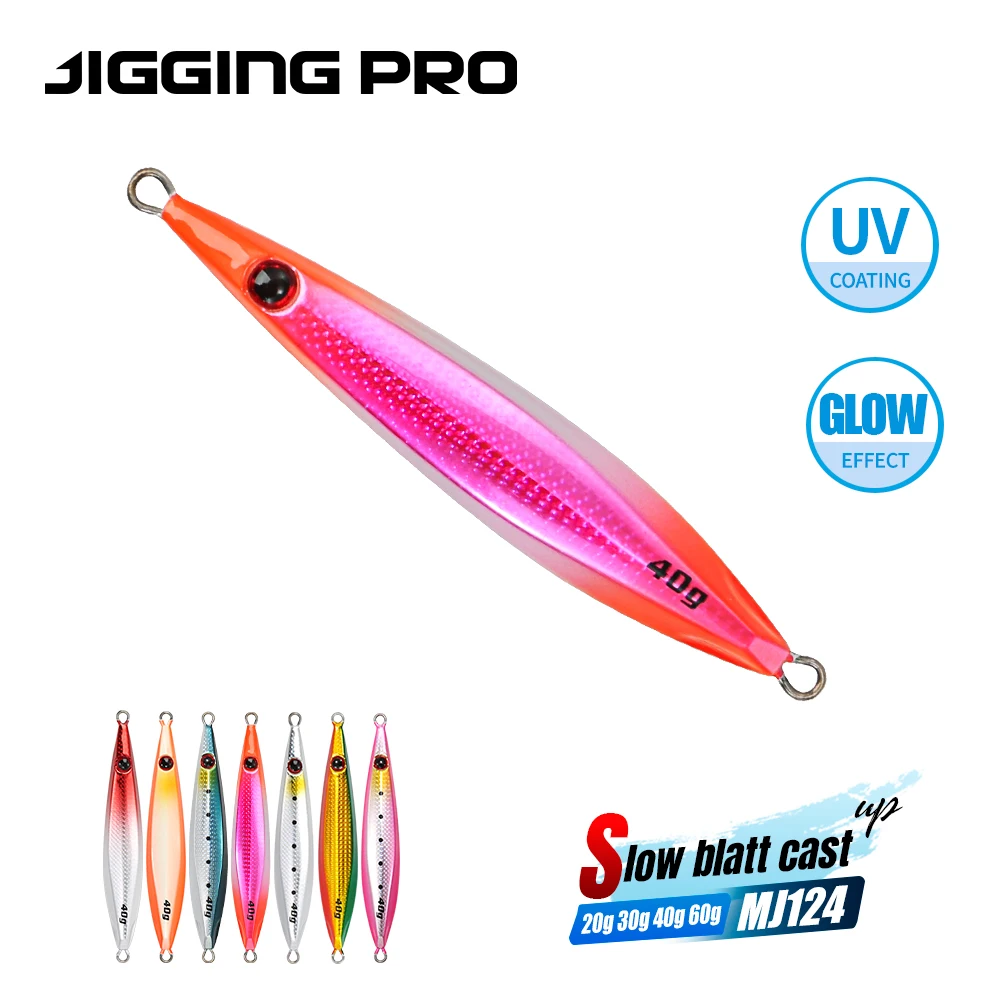 JIGGING PRO 20g 30g 40g 60g Slow Blatt Cast UP Shore Jigging Lures Saltwater Fishing Tackle Metal Jig Bait - imagen 2