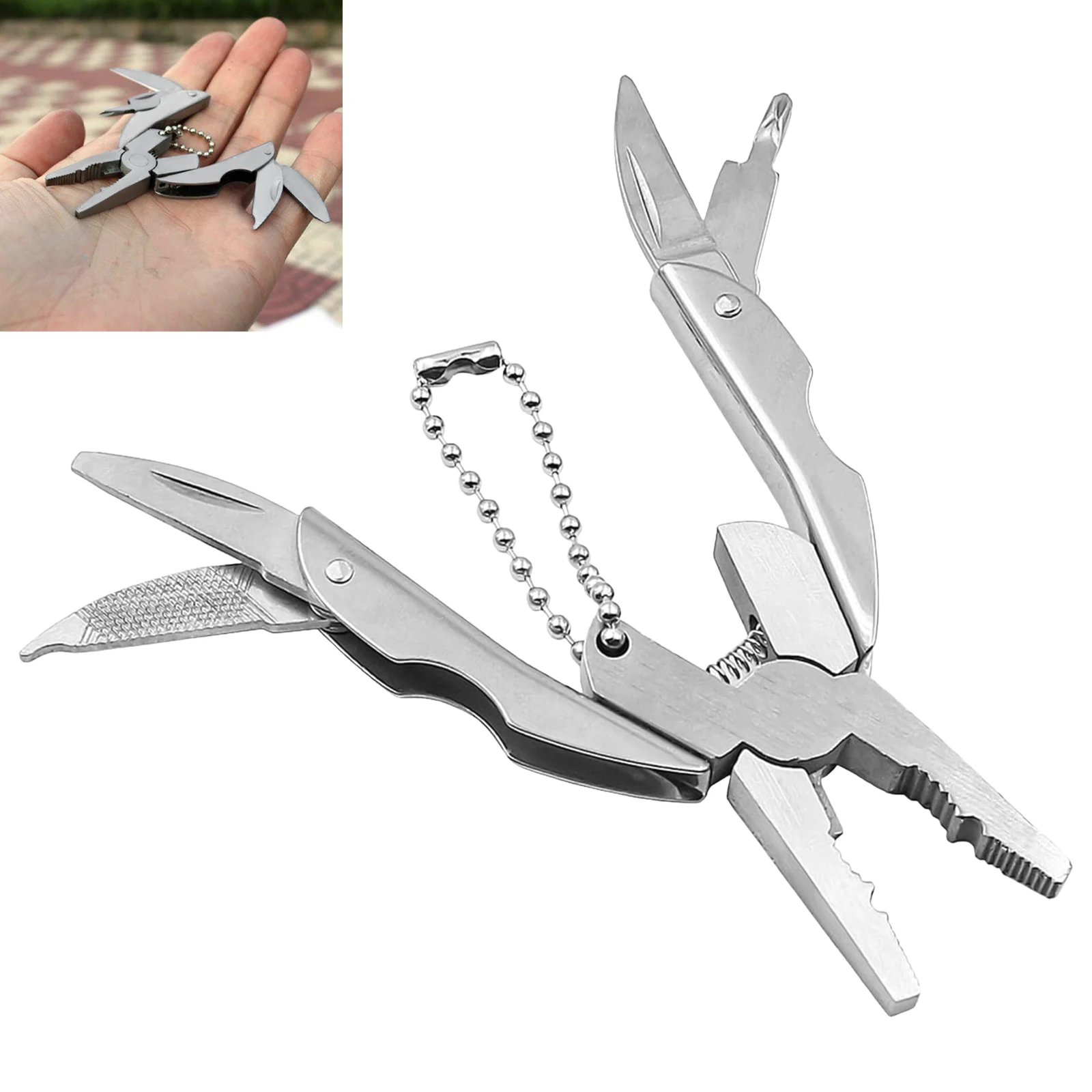 Mini alicates portátiles para exteriores, alicates plegables multiusos para tortugas para acampar, supervivencia salvaje, ciclismo, pinzas de Metal duraderas - imagen 4