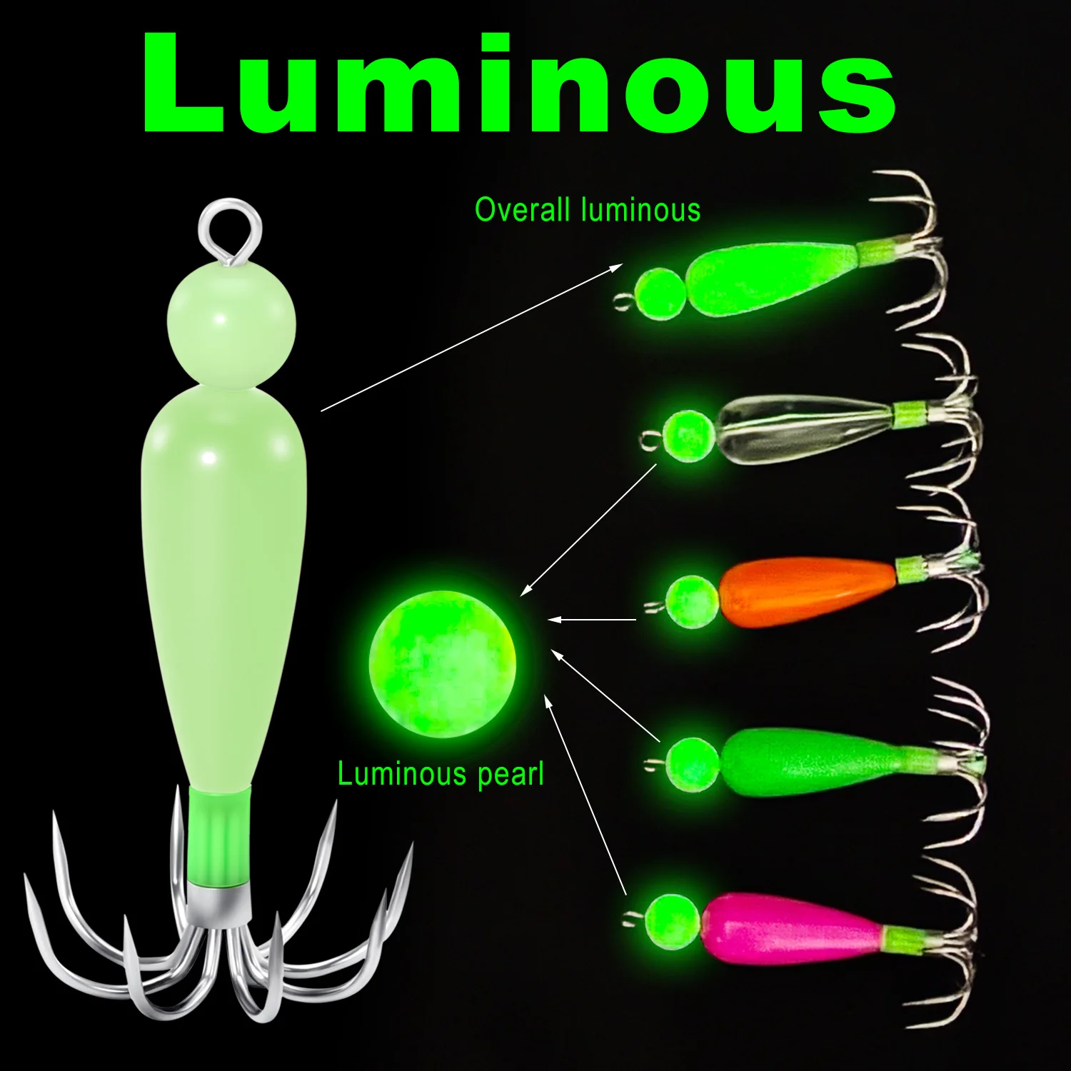 Cebo de Pesca Sougayilang, cebo Artificial de plástico duro, cebo falso luminoso, anzuelo de calamar, señuelo de Pesca, aparejos de Pesca - imagen 5