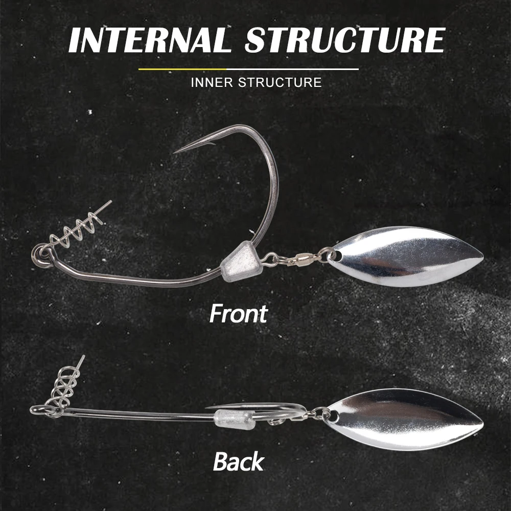 Gancho de manivela de lentejuelas D1 con cuchara de Metal 6/0 8/0, anzuelo individual, agregar peso, señuelos con bloqueo de giro, gancho de púas, ganchos Offset, 8G, 10,5G - imagen 3