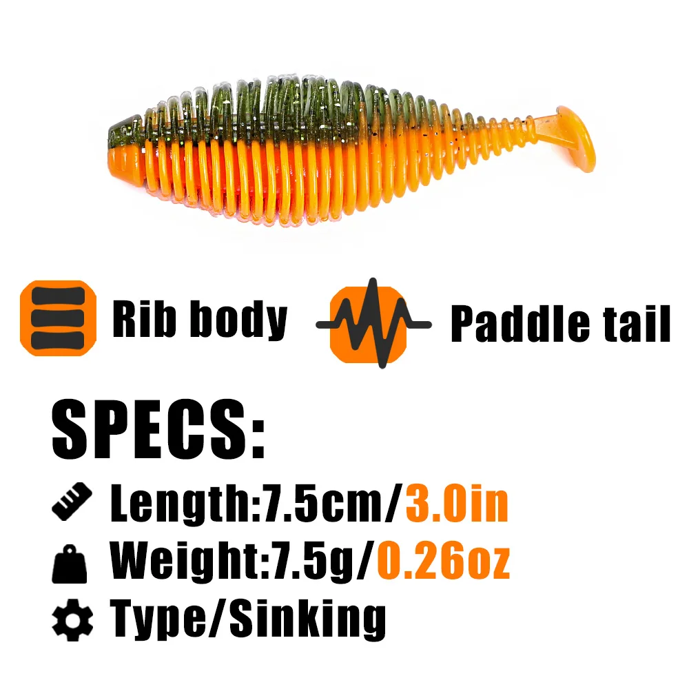 PEAK Señuelo Swimbait Shad Suave de Silicona Realista Cola en T - imagen 2