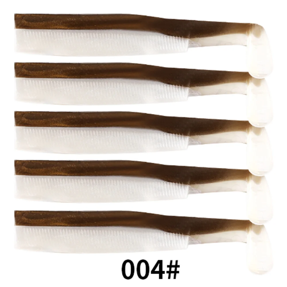 FTK-señuelo de pececillo negro suave para pesca, 70/90mm, 5 uds., cuerpo, cola en T, cebo de silicona, fácil brillo para lubina, aparejos de Lucio, Leurre Souple - imagen 3