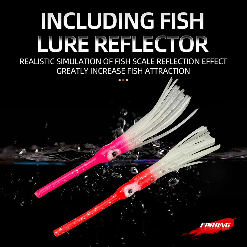 Cebo de calamar antimordeduras de pico largo que brilla en la oscuridad, señuelo de Color multimechones, pesca en el mar de agua dulce, cebo de pulpo, 10 Uds. - imagen 2