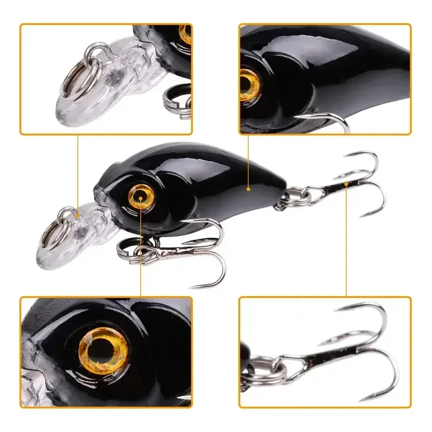Mini Crankbaits de 3,5g y 4,5 cm, Wobbler que se hunde para Lucio/traina, sonajero, juego de cebos, juego de Señuelos de Pesca de perca, Artificial duro - imagen 3