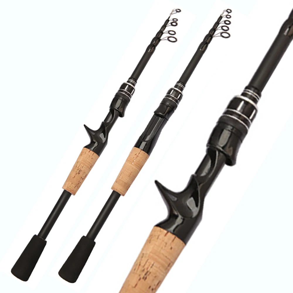 Caña de pescar telescópica de fibra de carbono, señuelo giratorio de 1,5 M, 1,8 M, 2,1 M, 2,4 M, aparejos de caña de pescar - imagen 3