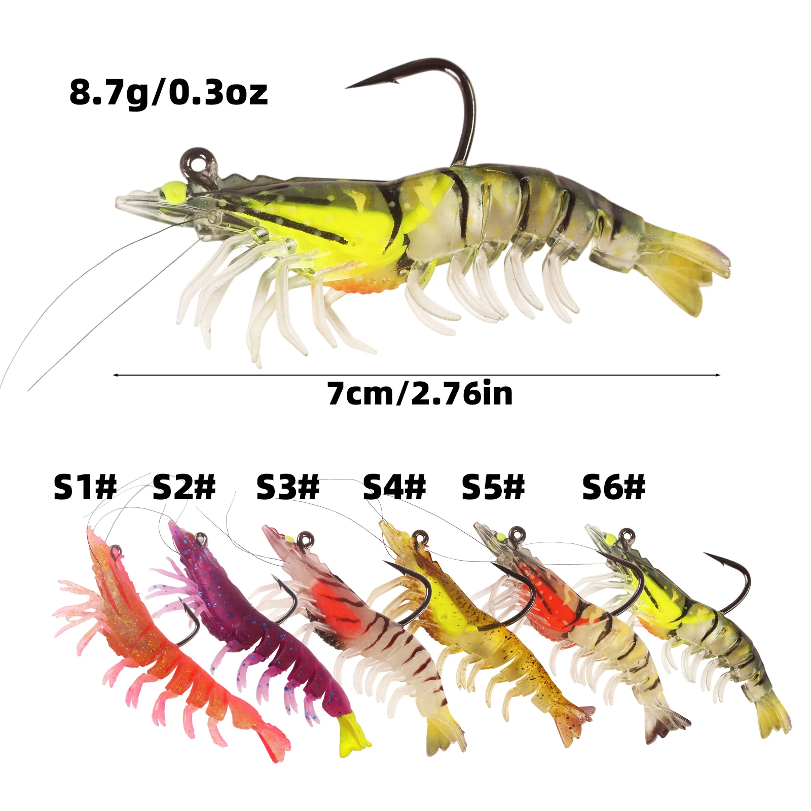 Camarones multiarticulados con plomo, cebo para corredor de carretera, gambas biónicas, camarones falsos, cebo suave, lubina de agua dulce, lubina, Mac español - imagen 2