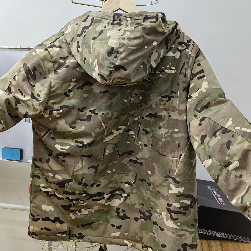 Chaquetas reflectantes de calor para hombre, chaquetas tácticas térmicas de invierno, abrigos con capucha, cortavientos resistente al desgaste, chaqueta de camuflaje, ropa de senderismo - imagen 4