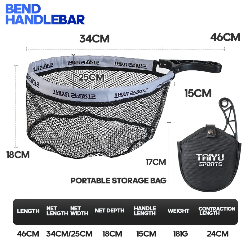 Red de pesca pequeña plegable TAIYU con bolsa, anzuelo de pesca integrado con agarre ABS y red de pesca adhesiva - imagen 3