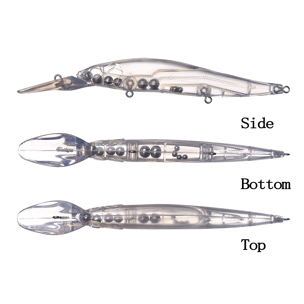 Chan'sHuang, 10 Uds., cebo en blanco sin pintar, 14cm, 13,4g, sonajero de agua profunda, pececillo, bricolaje, hecho a mano, aparejos de señuelo de pesca Artificial - imagen 3