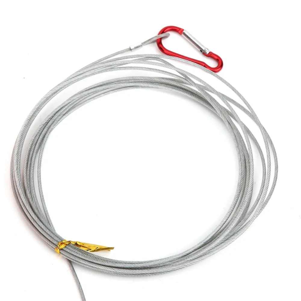 Cuerda de pescado portátil de acero inoxidable, 5m de longitud con 5 broches de hebilla, Cable de bloqueo de pesca, bloqueo de pez naranja, pesca en Kayak - imagen 2