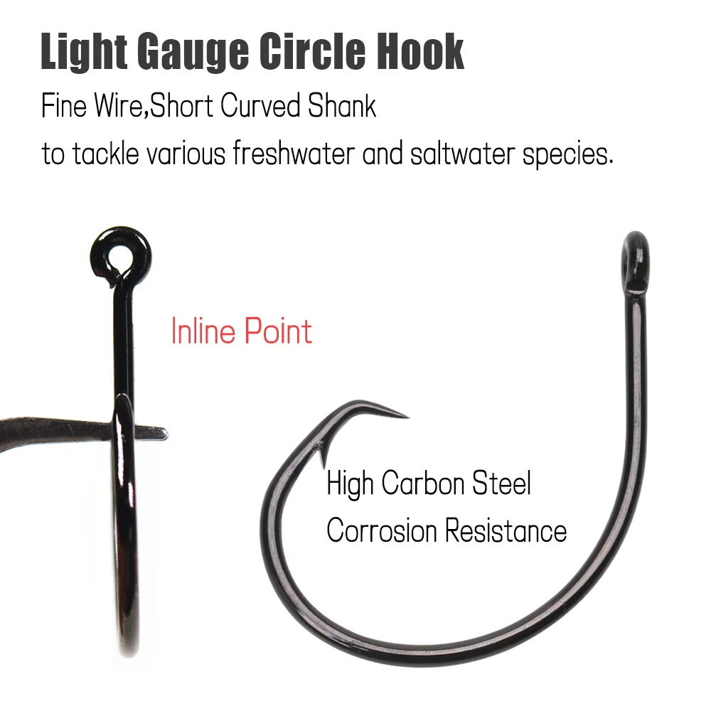 Wifreo-anzuelo circular de acero rico en carbono, 20 piezas, cebo vivo de amplia espacio, anzuelo de pesca para trucha, lubina, Lucio, atún, señuelo de pesca de agua salada - imagen 3