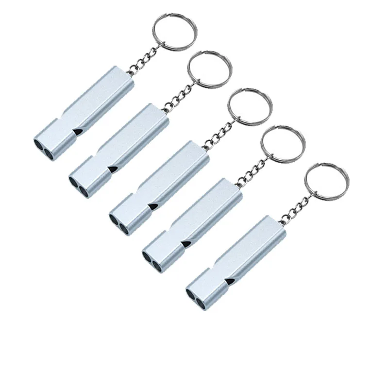 Silbato de supervivencia de aluminio con doble tubo y llavero - imagen 2