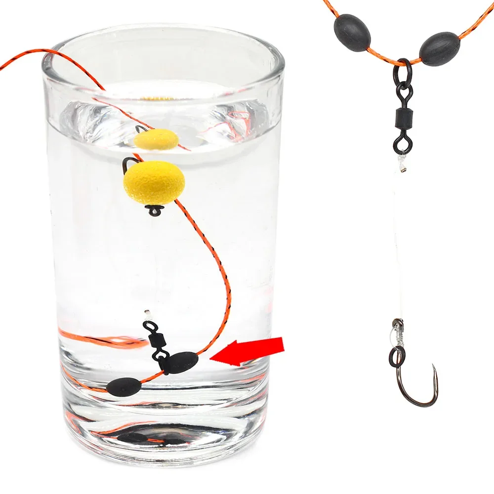 MNFT 10 Uds. Pesos de cuentas espaciales de tungsteno para pesca de carpa, accesorios de aparejos terminales sin plomo para anzuelos de pesca de plomo central, líneas - imagen 4