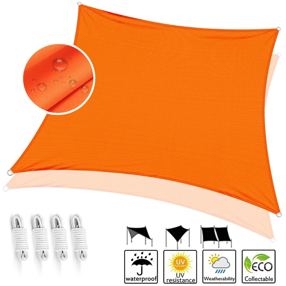 Toldo rectangular impermeable naranja anti-UV para pesca y patio