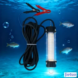 1 unidad de aparejos de pesca nocturna LED de alta calidad de 7 metros de línea de 120W, luz de cebo blanco subacuática impermeable de alta potencia, reflector de señuelo