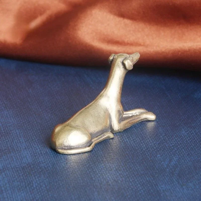 Adornos de escritorio de perro leal de latón macizo, figuritas en miniatura de animales de cobre Vintage, decoraciones, regalos, decoración del hogar, accesorios artesanales - imagen 5