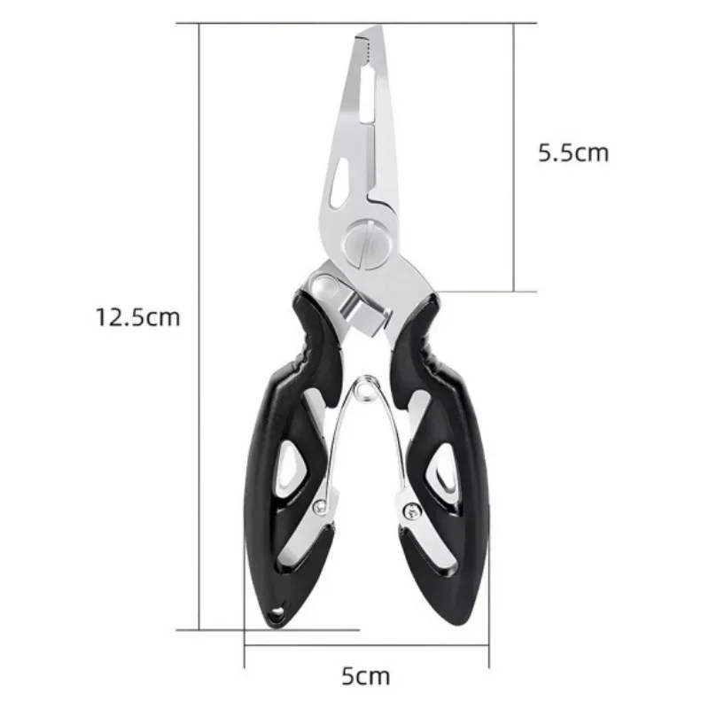 Alicates de pesca multifuncionales, tijeras de pesca, alicates para pescado, alicates de pesca de boca curva de acero inoxidable, carpa de pesca portátil