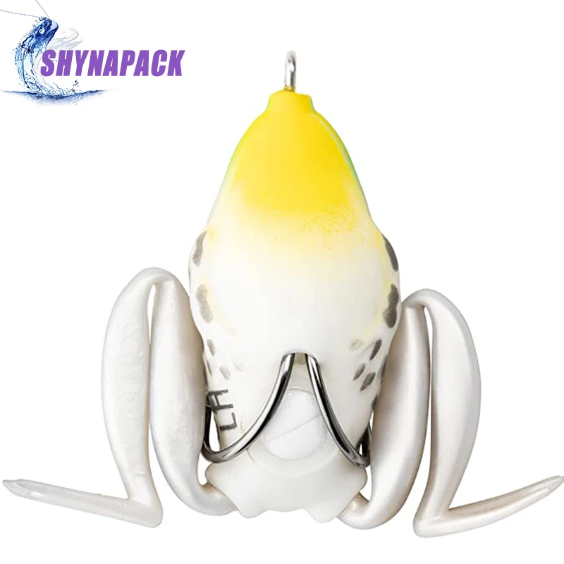 Señuelo de rana Topwater, Señuelos de pesca de trucha y lubina, accesorio realista, cebo flotante suave de rana con anzuelos sin malezas para agua dulce - imagen 3