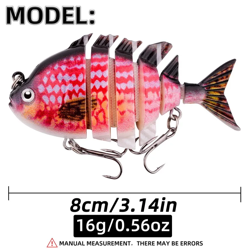 Señuelos de pesca multiarticulados, 1 Uds., 8cm, 16g, Wobbler, cuerpo duro, Bluegill, Swimbaits, hundimiento, cebo de pez solar realista, aparejos de trucha - imagen 2